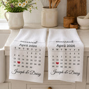 Married Calendar With Heart Special Date Design - Personalized Kitchen Towel - CPL1725_TOWL