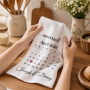 Married Calendar With Heart Special Date Design - Personalized Kitchen Towel - CPL1725_TOWL