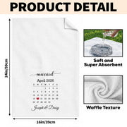 Married Calendar With Heart Special Date Design - Personalized Kitchen Towel - CPL1725_TOWL