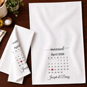 Married Calendar With Heart Special Date Design - Personalized Kitchen Towel - CPL1725_TOWL