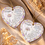 To My Daughter Even When I Am Not Close By Flower Butterfly - Personalized Custom Ceramic Ornament With Heart Shape - DAU576_HCE