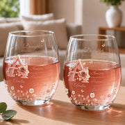 To My Daughter Amazing Woman Rose Gold Alphabet Flower - Personalized Stemless Wine Glass - DAU707_WIGL