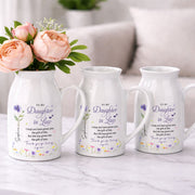 To My Daughter In Law Life Has Given Me The Gift Of You Birth Month Flower - Personalized Ceramic Flower Vase - DILA120_CEV
