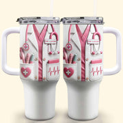 Medical Essentials, Stethoscope And Heartbeat Line - Personalized 40oz Tumbler With Straw - DOC002_TBS
