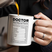 Doctor Nutritional Facts, Hardworking, Compassion, Problem-Solving, Medical Coat and Stethoscope - Personalized Custom Coffee Mug - DOC009_MG