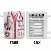 Doctor Nutritional Facts, Hardworking, Compassion, Problem-Solving, Medical Coat and Stethoscope - Personalized Custom Coffee Mug - DOC009_MG