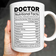 Doctor Nutritional Facts, Hardworking, Compassion, Problem-Solving, Medical Coat and Stethoscope - Personalized Custom Coffee Mug - DOC009_MG