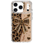 Stay Fabulous Leopard Print With Diamond Bow And Hearts - Personalized Clear Phone Case - DTG124_PHC
