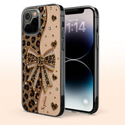 Stay Fabulous Leopard Print With Diamond Bow And Hearts - Personalized Clear Phone Case - DTG124_PHC
