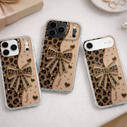 Stay Fabulous Leopard Print With Diamond Bow And Hearts - Personalized Clear Phone Case - DTG124_PHC