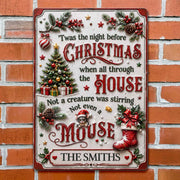 Twas The Night Before Christmas With Tree Mouse And Stocking - Personalized Metal Sign - FAM1051_MSIGN