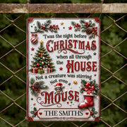 Twas The Night Before Christmas With Tree Mouse And Stocking - Personalized Metal Sign - FAM1051_MSIGN