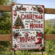 Twas The Night Before Christmas With Tree Mouse And Stocking - Personalized Metal Sign - FAM1051_MSIGN