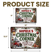 Christmas Corner Welcome To My Happy Place Red Truck Tree - Personalized Metal Sign - FAM1065_MSIGN