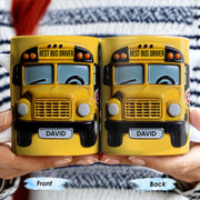 Best Bus Driver, School Bus And Stop Sign - Personalized Custom Coffee Mug - FAM322_MG