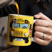 Best Bus Driver, School Bus And Stop Sign - Personalized Custom Coffee Mug - FAM322_MG