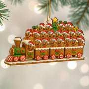 Christmas Express With Cheerful Gingerbread Passengers - Personalized Custom Wood Ornament, Custom Shaped - FAM490_WDO