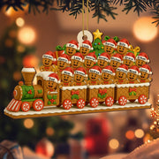 Christmas Express With Cheerful Gingerbread Passengers - Personalized Custom Wood Ornament, Custom Shaped - FAM490_WDO