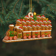 Christmas Express With Cheerful Gingerbread Passengers - Personalized Custom Wood Ornament, Custom Shaped - FAM490_WDO