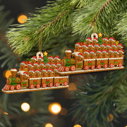 Christmas Express With Cheerful Gingerbread Passengers - Personalized Custom Wood Ornament, Custom Shaped - FAM490_WDO