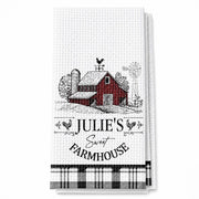 Sweet Farmhouse Custom Name Barn And Rooster Design - Personalized Kitchen Towel - FARM082_TOWL