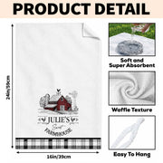 Sweet Farmhouse Custom Name Barn And Rooster Design - Personalized Kitchen Towel - FARM082_TOWL