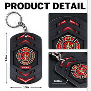 Fire Rescue Courage Honor With Firefighter Badge And Maltese Cross - Personalized Stainless Steel Keychain - FIF057_KCX