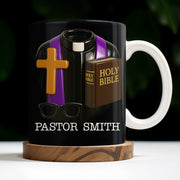 Pastor, Cross, Glasses and Holy Bible - Personalized Custom Coffee Mug - FTH054_MG
