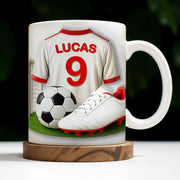 Celebrate Your Passion For Soccer With This Vibrant Soccer Jersey, Soccer Ball, And Soccer Cleats - Personalized Custom Coffee Mug - FTN007_MG
