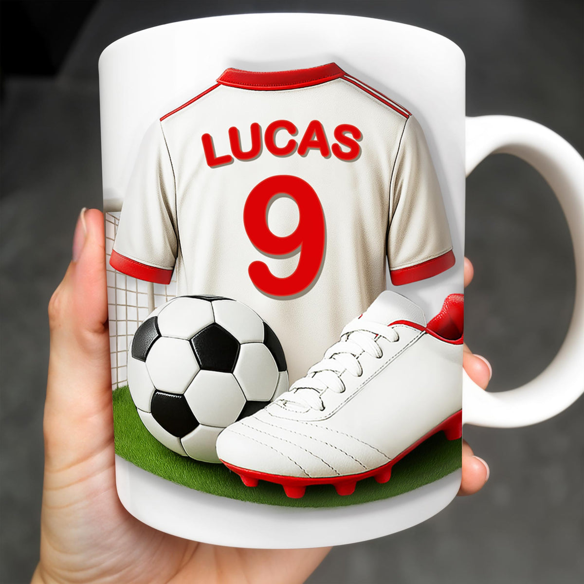 Celebrate Your Passion For Soccer With This Vibrant Soccer Jersey, Soccer Ball, And Soccer Cleats - Personalized Custom Coffee Mug - FTN007_MG