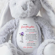To My Granddaughter, Once Upon A Time, Bunny And Flowers - Personalized Stuffed Bunny - GDT108_BUN