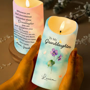 To My Granddaughter Crown And Flowers Quote - Personalized Custom LED Candle - GDT223_LECA
