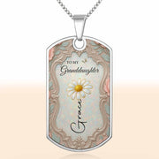 To My Granddaughter Once Upon A Time Flower And Butterfly - Personalized Custom Dog Tag Necklace - GDT557_DTNECK