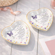 To My Granddaughter On Your Wedding Day Butterfly And Wildflowers Ceramic Dish - Personalized Custom Jewelry Dish, Ceramic Dish, Heart Shape - GDT815_HCRF