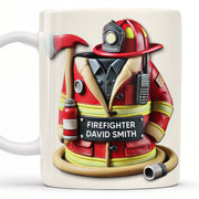 Firefighter, Gear and Helmet - Personalized Custom Coffee Mug - GRAD267_MG
