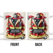 Firefighter, Gear and Helmet - Personalized Custom Coffee Mug - GRAD267_MG