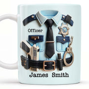 Officer, Police Uniform, Badge and Handcuffs - Personalized Custom Coffee Mug - GRAD268_MG