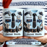Officer, Police Uniform, Badge and Handcuffs - Personalized Custom Coffee Mug - GRAD268_MG