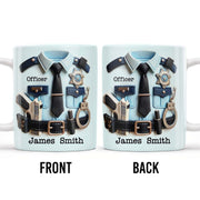 Officer, Police Uniform, Badge and Handcuffs - Personalized Custom Coffee Mug - GRAD268_MG