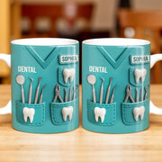 Dental Coffee Mug Featuring Dental Equipment Designs - Personalized Custom Coffee Mug - GRAD307_MG