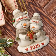 Celebrate A Joyful Holiday With Festive Snowmen - Personalized Custom Wood Ornament, Custom Shaped - GRM084_WDO
