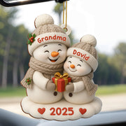 Celebrate A Joyful Holiday With Festive Snowmen - Personalized Custom Wood Ornament, Custom Shaped - GRM084_WDO