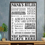 Nana's Rules Grandchildren Welcome Anytime Hugs Given Often Typography Poster - Personalized Custom Vertical Poster - GRM130_VPOS
