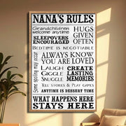 Nana's Rules Grandchildren Welcome Anytime Hugs Given Often Typography Poster - Personalized Custom Vertical Poster - GRM130_VPOS