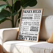 Nana's Rules Grandchildren Welcome Anytime Hugs Given Often Typography Poster - Personalized Custom Vertical Poster - GRM130_VPOS