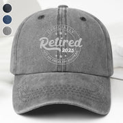 Officially Retired Not My Problem Anymore Cap - Personalized Custom Washed Denim Cap - GRP046_WDCAP
