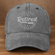 Officially Retired Not My Problem Anymore Cap - Personalized Custom Washed Denim Cap - GRP046_WDCAP