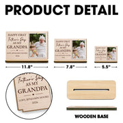 Happy First Father's Day As My Grandpa Custom Photo Plaque - Personalized Custom 2-Layer Wood Plaque With Flat Base - GRP054_WPLA