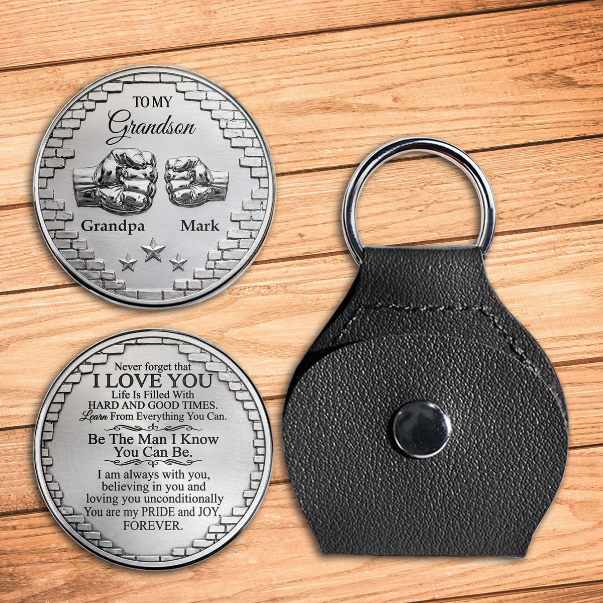 To My Grandson Never Forget That I Love You Fist Bump Pocket Hug - Personalized Custom Pocket Hug - GSN078_HTOK