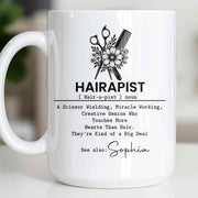 Hairapist Scissor Wielding Miracle Working Creative Genius Flower Scissors Comb - Personalized Custom Coffee Mug - HAIR019_MG